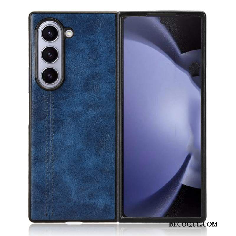 Etui Do Samsung Galaxy Z Fold 6 Przeszycia Z Imitacji Skóry