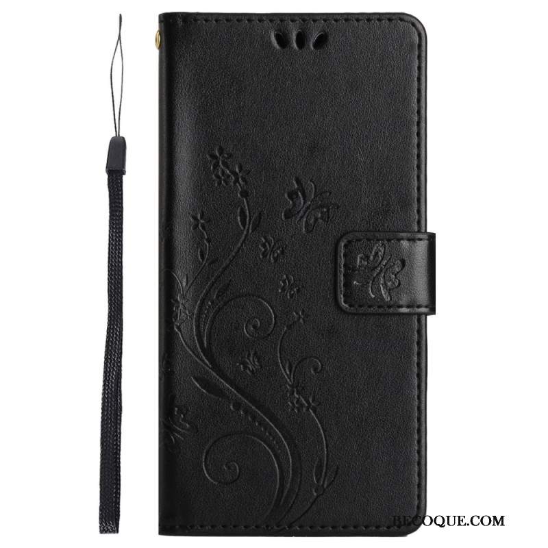 Etui Folio Do Sony Xperia 1 Vi Kwiaty I Motyle Z Paskiem