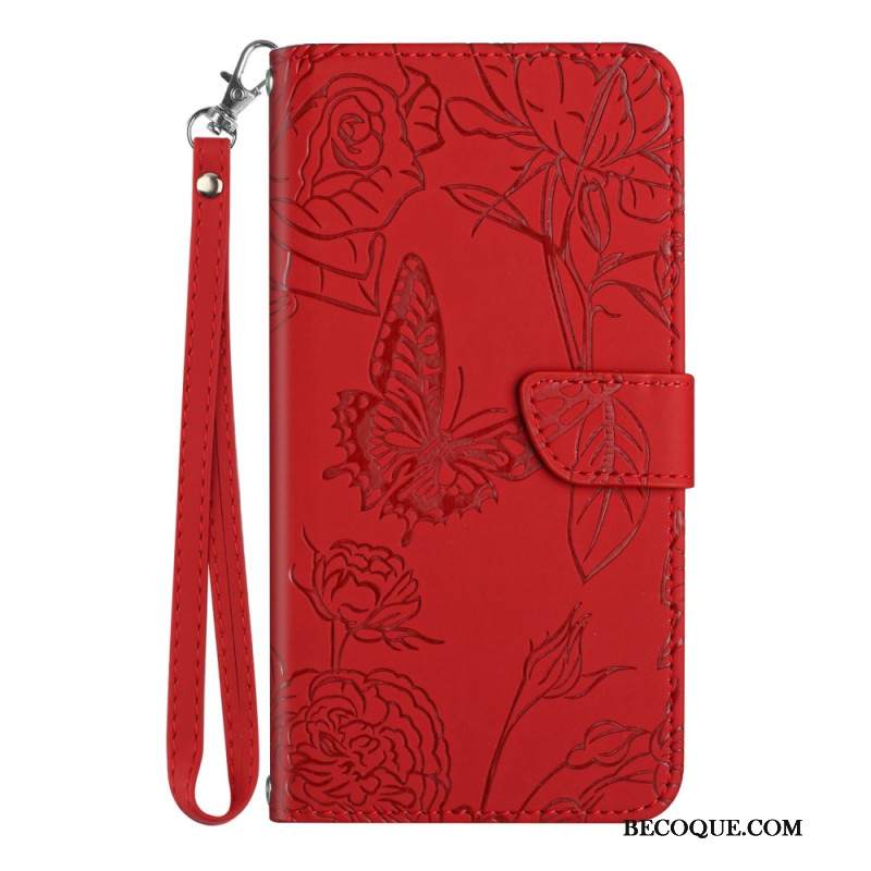 Etui Folio Do Xiaomi 14 Nadruk W Kształcie Motyla Z Paskiem