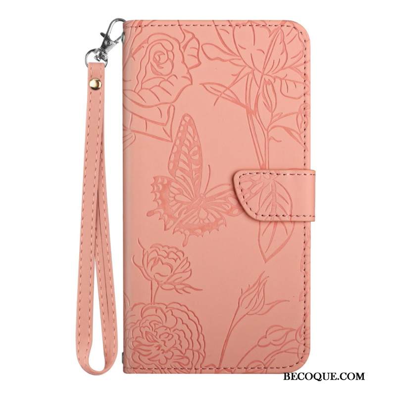 Etui Folio Do Xiaomi 14 Nadruk W Kształcie Motyla Z Paskiem