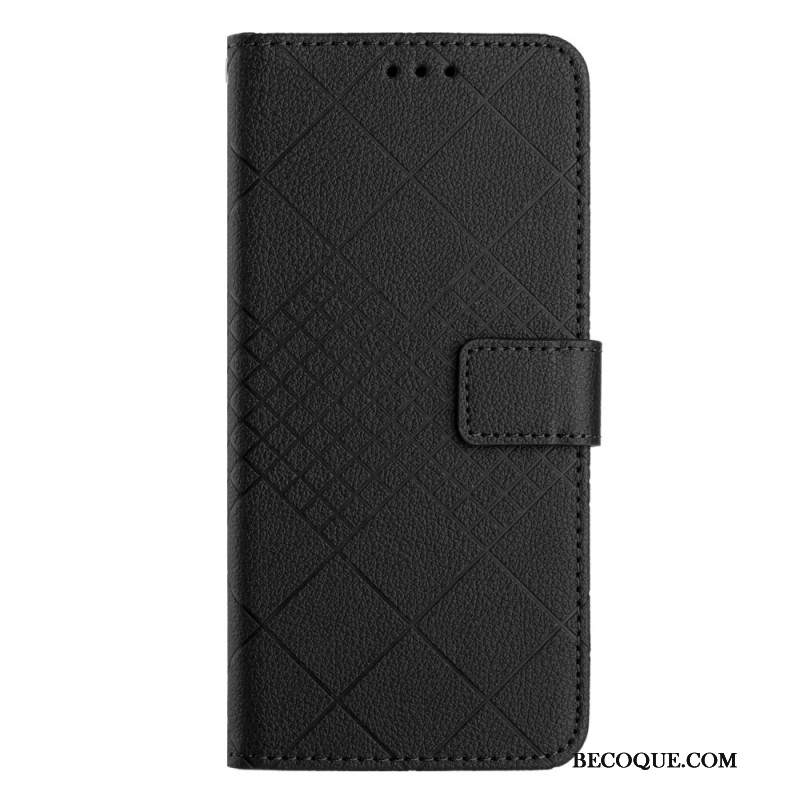 Etui Folio Do Xiaomi 14 Pro Wzór W Romby Na Ramiączkach