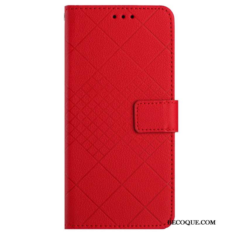 Etui Folio Do Xiaomi Redmi Note 13 4g Wzór W Romby Na Ramiączkach