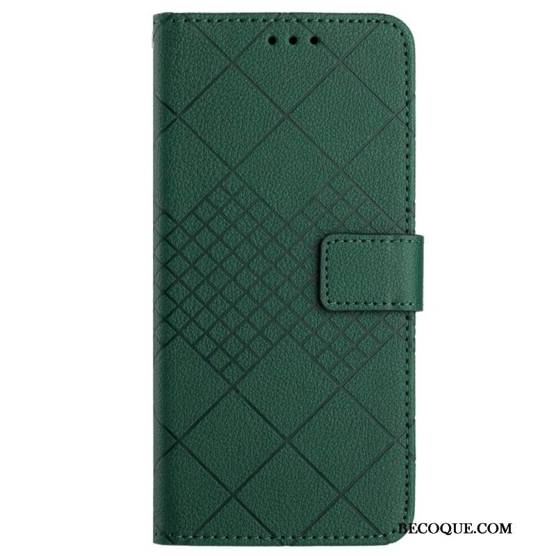 Etui Folio Do Xiaomi Redmi Note 13 4g Wzór W Romby Na Ramiączkach