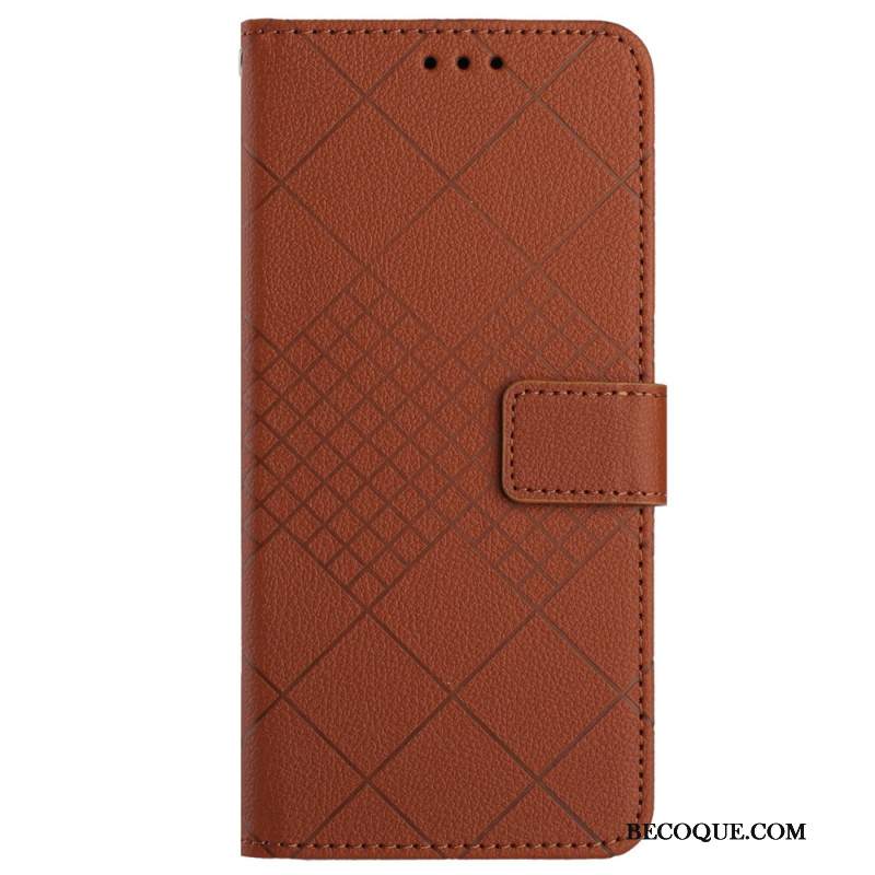 Etui Folio Do Xiaomi Redmi Note 13 4g Wzór W Romby Na Ramiączkach