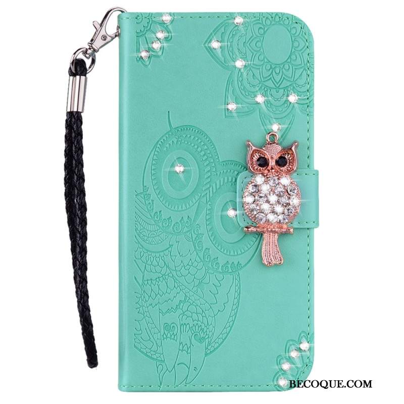 Etui Folio Do Xiaomi Redmi Note 13 5g Biżuteria Kostiumowa Sowy