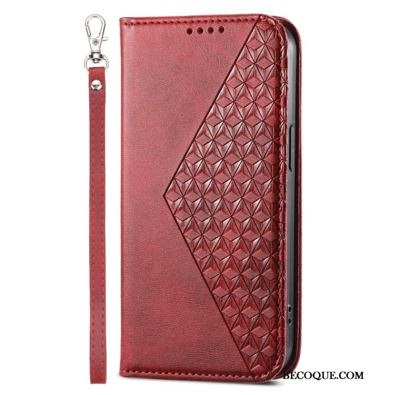 Etui Folio Do Xiaomi Redmi Note 13 5g Diamentowy Wzór Na Ramiączkach