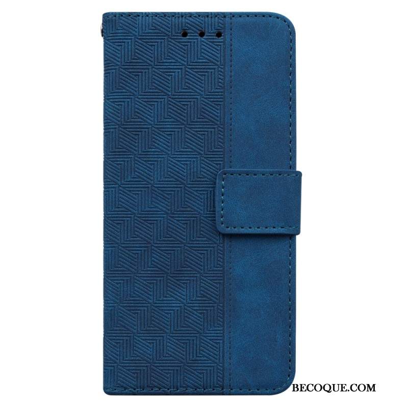 Etui Folio Do iPhone 16 Pro Tkany Wzór Na Ramiączkach