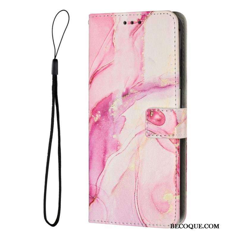 Etui Folio Google Pixel 8 Marmurkowy Styl Z Paskami