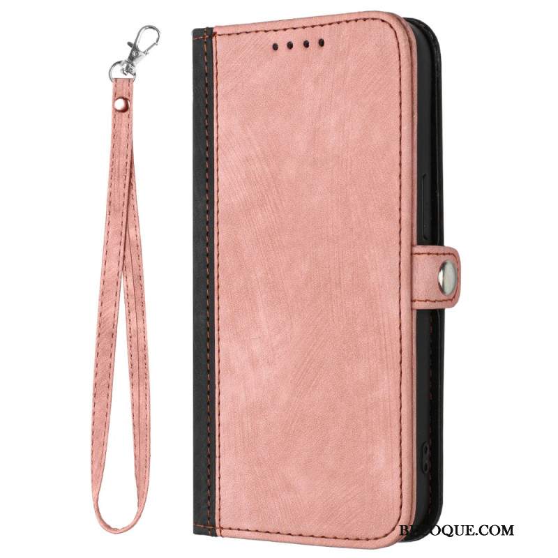 Etui Folio Motorola Edge 50 Pro Dwukolorowy Efekt Zamszu Z Paskiem Etui Ochronne