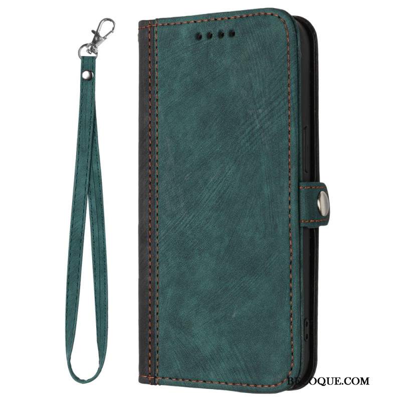 Etui Folio Motorola Edge 50 Pro Dwukolorowy Efekt Zamszu Z Paskiem Etui Ochronne