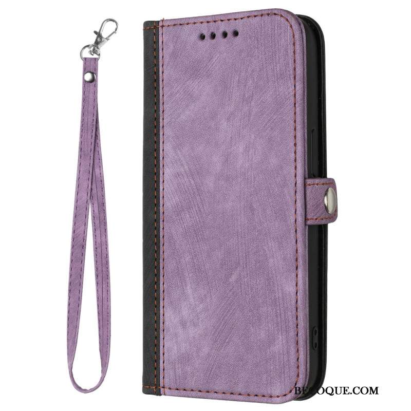 Etui Folio Motorola Edge 50 Pro Dwukolorowy Efekt Zamszu Z Paskiem Etui Ochronne