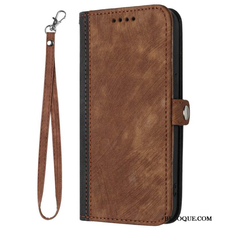 Etui Folio Motorola Edge 50 Pro Dwukolorowy Efekt Zamszu Z Paskiem Etui Ochronne