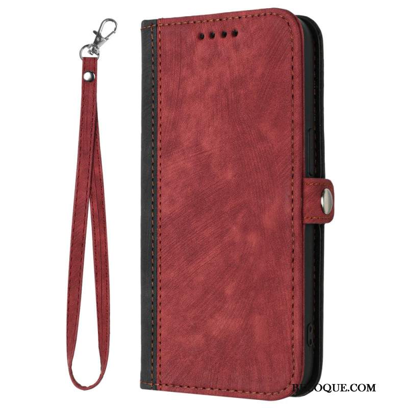 Etui Folio Motorola Edge 50 Pro Dwukolorowy Efekt Zamszu Z Paskiem Etui Ochronne