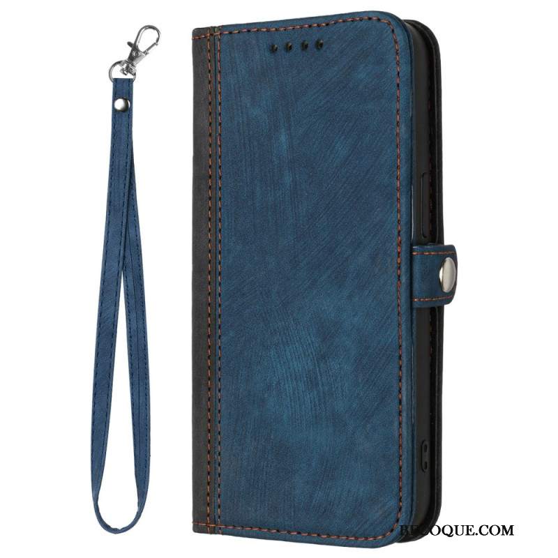 Etui Folio Motorola Edge 50 Pro Dwukolorowy Efekt Zamszu Z Paskiem Etui Ochronne