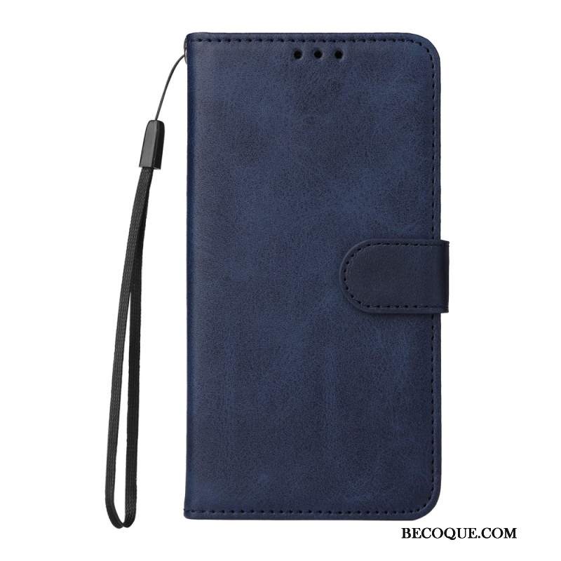 Etui Folio Oppo Reno 12f 5g Zwykła Sztuczna Skóra Z Paskiem Etui Ochronne