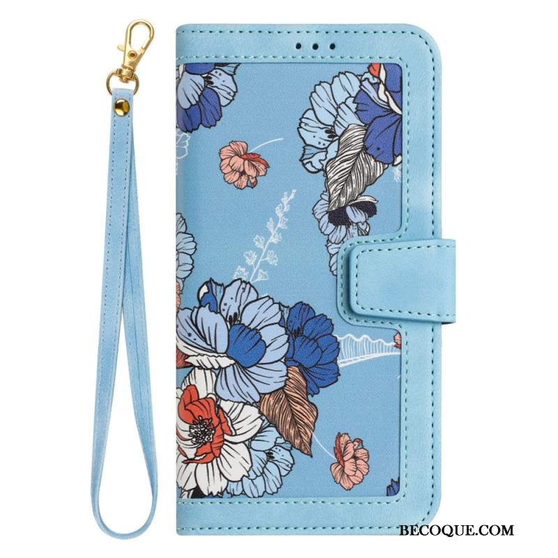 Etui Folio Samsung Galaxy A55 5g Kwiatowy Wzór Z Paskiem Etui Ochronne