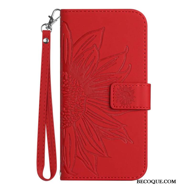 Etui Folio Xiaomi 14 Pro Nadruk Słonecznika Z Paskiem Etui Ochronne