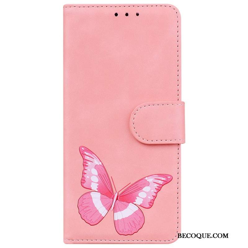 Etui Folio Xiaomi 14t Efekt Zamszu Motyla Etui Ochronne