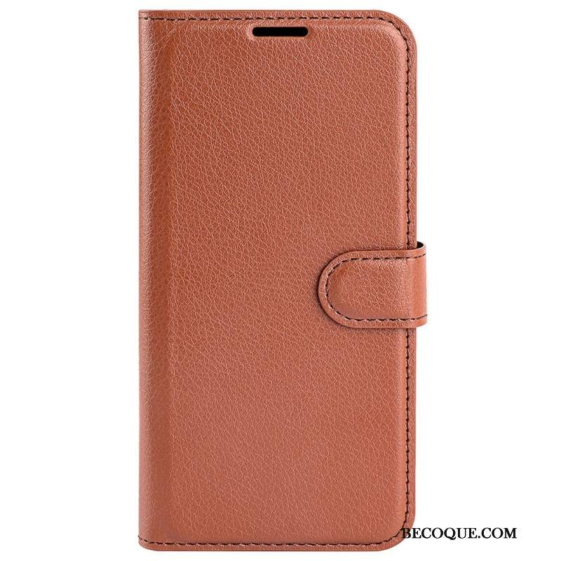 Etui Folio Xiaomi Redmi Note 13 4g Klasyczna Sztuczna Skóra Litchi Etui Ochronne