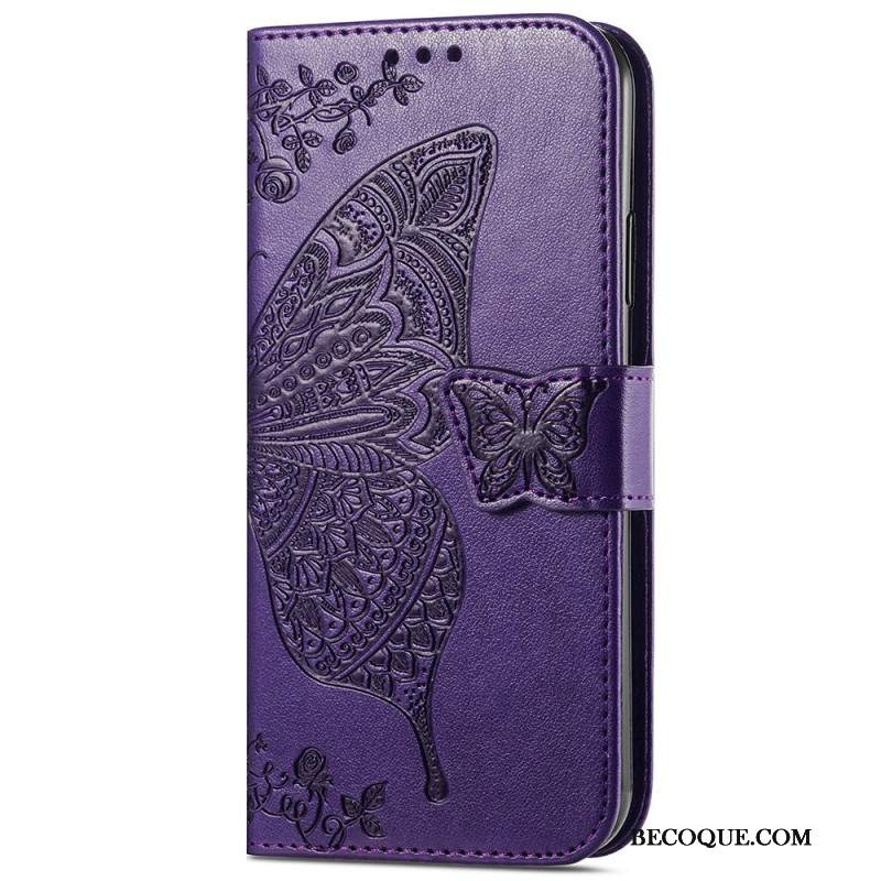 Etui Folio Xiaomi Redmi Note 13 5g Barokowy Motyl Z Paskiem Etui Ochronne