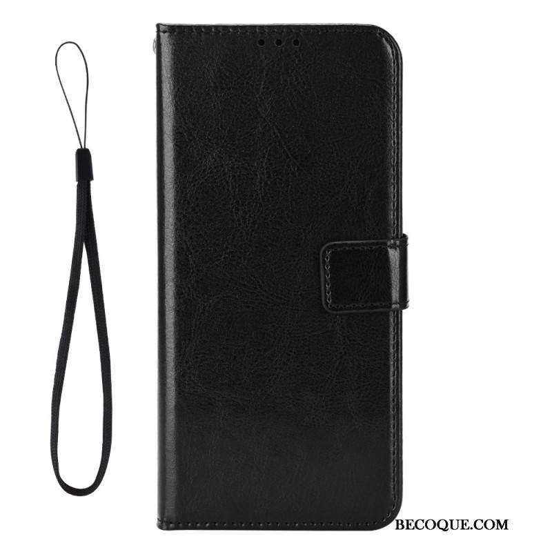 Etui Folio Xiaomi Redmi Note 13 5g Błyszcząca Sztuczna Skóra Z Paskiem Etui Ochronne