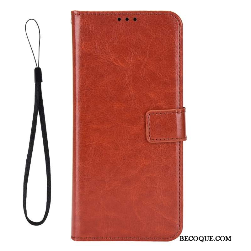 Etui Folio Xiaomi Redmi Note 13 5g Błyszcząca Sztuczna Skóra Z Paskiem Etui Ochronne