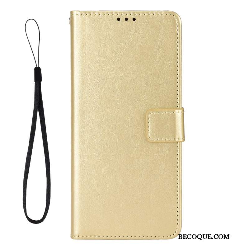 Etui Folio Xiaomi Redmi Note 13 5g Błyszcząca Sztuczna Skóra Z Paskiem Etui Ochronne