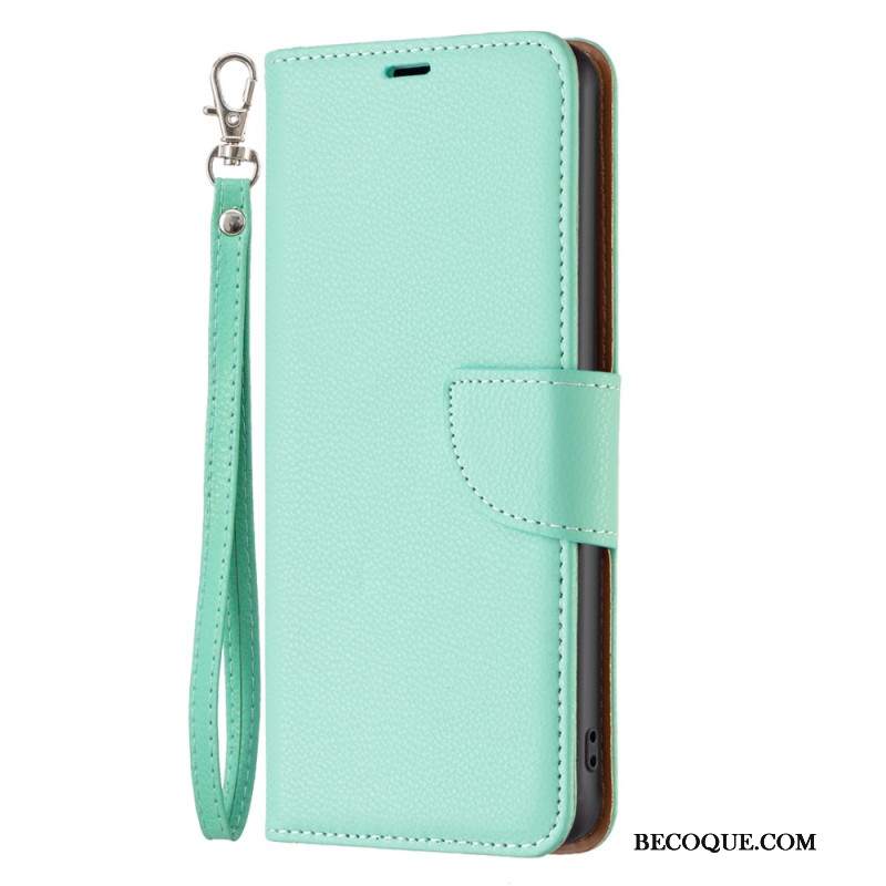 Etui Folio Xiaomi Redmi Note 13 5g Sztuczna Skóra Litchi Z Paskiem Etui Ochronne