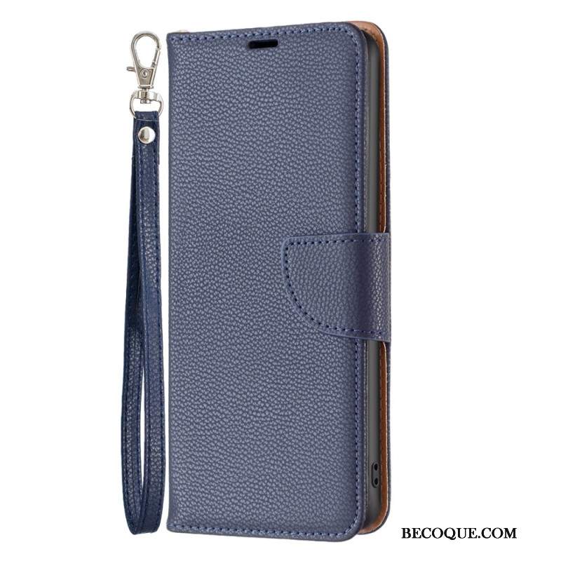 Etui Folio Xiaomi Redmi Note 13 5g Sztuczna Skóra Litchi Z Paskiem Etui Ochronne