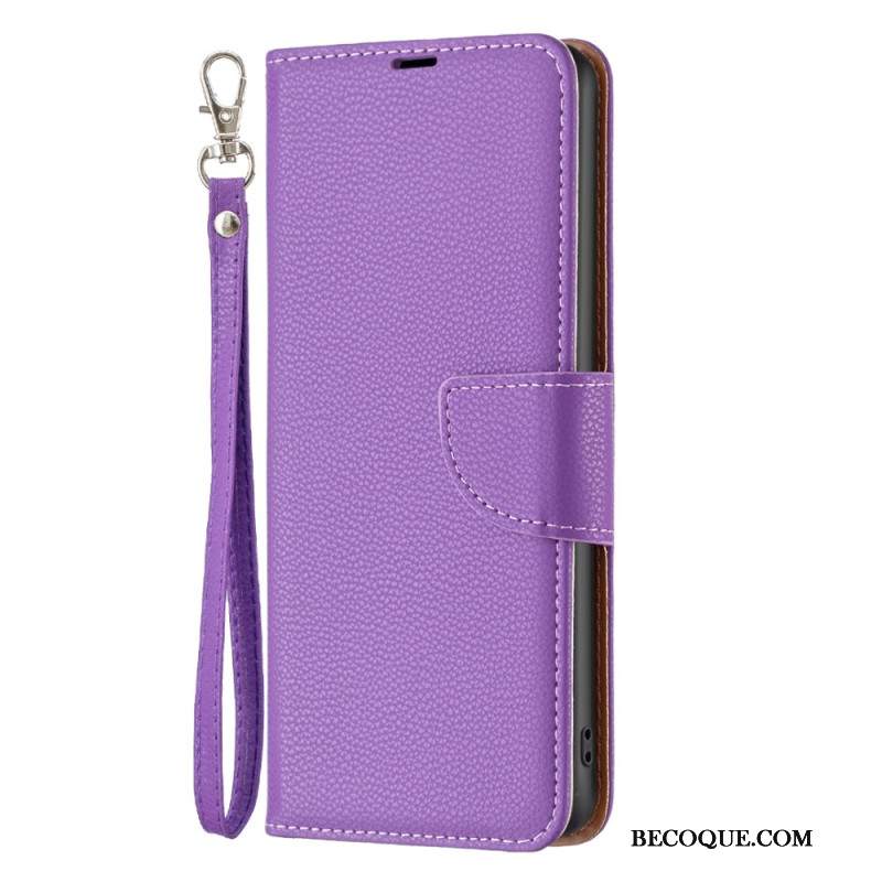 Etui Folio Xiaomi Redmi Note 13 5g Sztuczna Skóra Litchi Z Paskiem Etui Ochronne