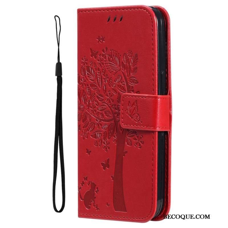 Etui Folio Xiaomi Redmi Note 13 Pro 4g Drzewo I Kot Etui Ochronne