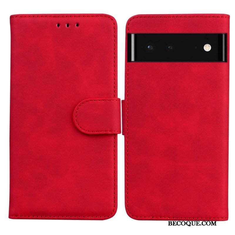 Etui Folio do Google Pixel 6 Monochromatyczny Efekt Skóry