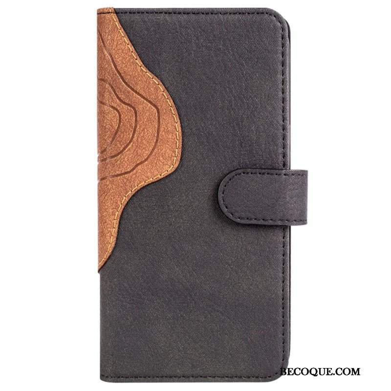 Etui Folio do OnePlus Nord 2T 5G Dwukolorowa Drewniana Tekstura