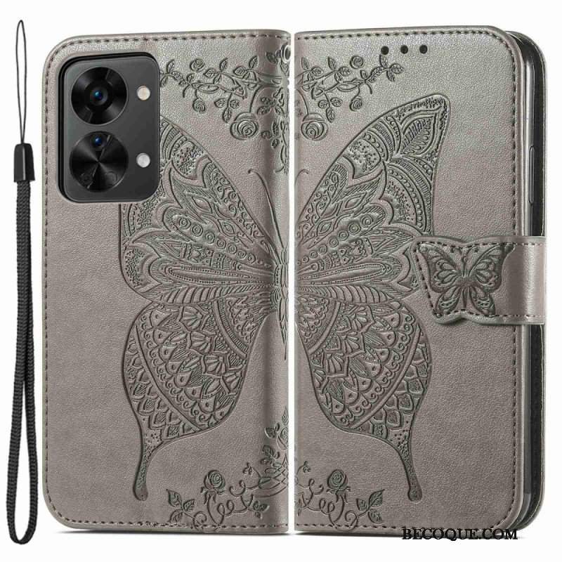 Etui Folio do OnePlus Nord 2T 5G z Łańcuch Etui Na Karty Ze Smyczą Butterfly