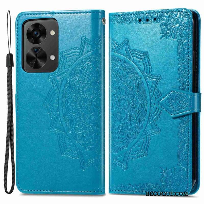 Etui Folio do OnePlus Nord 2T 5G z Łańcuch Uchwyt Na Kartę Z Paskiem Mandala