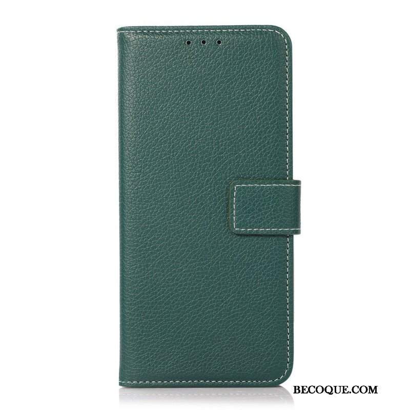 Etui Folio do Oppo A16 / A16s Szwy Liczi Z Efektem Skóry