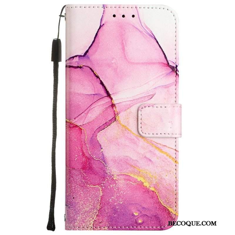 Etui Folio do Oppo A54 5G / A74 5G Marmur Ze Smyczą