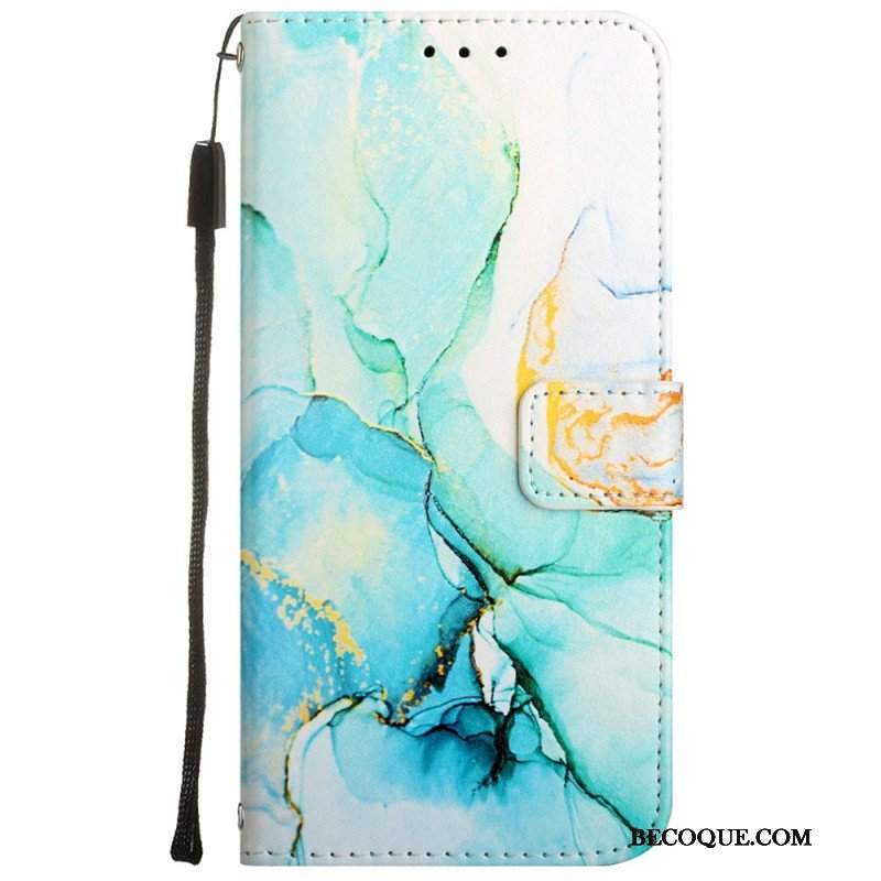 Etui Folio do Oppo A54 5G / A74 5G Marmur Ze Smyczą