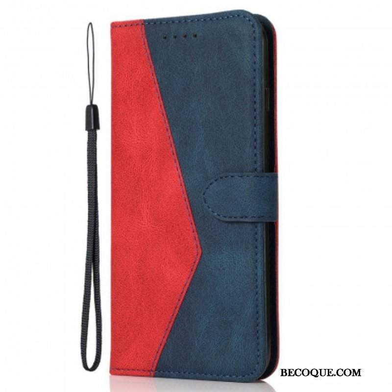 Etui Folio do Oppo A94 5G Dwukolorowa Trójkątna Sztuczna Skóra