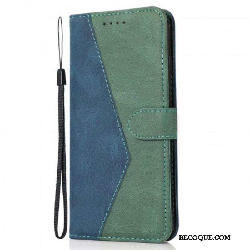 Etui Folio do Oppo A94 5G Dwukolorowa Trójkątna Sztuczna Skóra