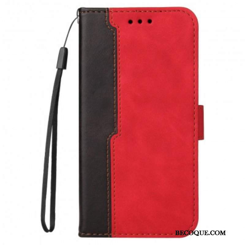 Etui Folio do Oppo A94 5G Kolorowa Dwukolorowa Sztuczna Skóra