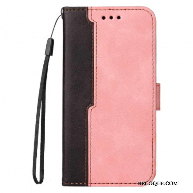 Etui Folio do Oppo A94 5G Kolorowa Dwukolorowa Sztuczna Skóra