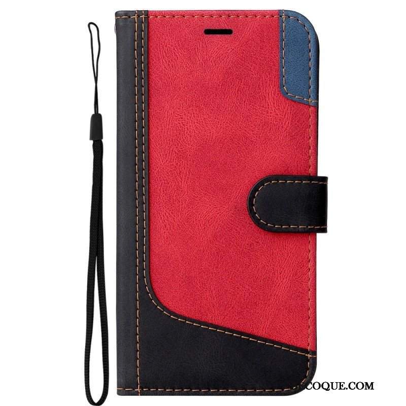 Etui Folio do Oppo A94 5G Trójkolorowy Ze Smyczą