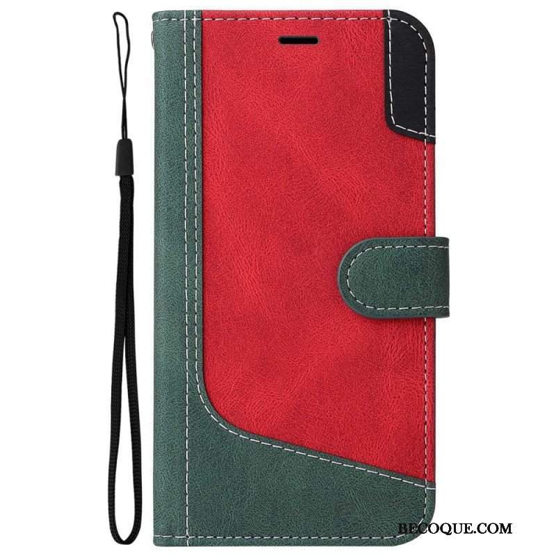 Etui Folio do Oppo A94 5G Trójkolorowy Ze Smyczą