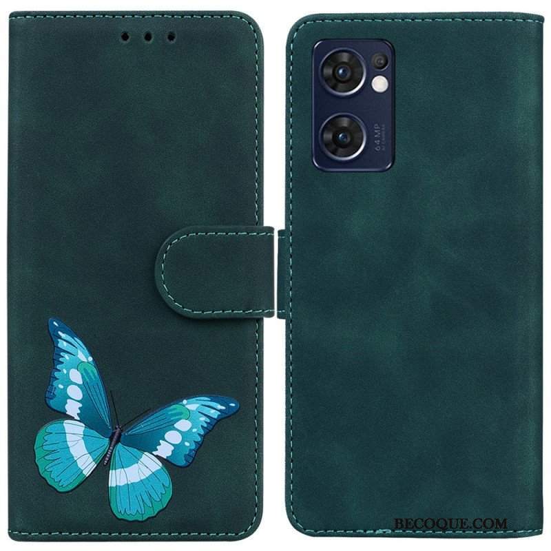 Etui Folio do Oppo Find X5 Lite Motyl Dotykający Skóry