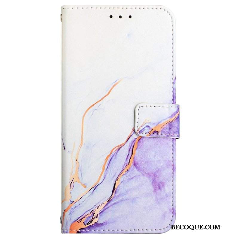 Etui Folio do Oppo Reno 8 Pro z Łańcuch Pasek Marmuru