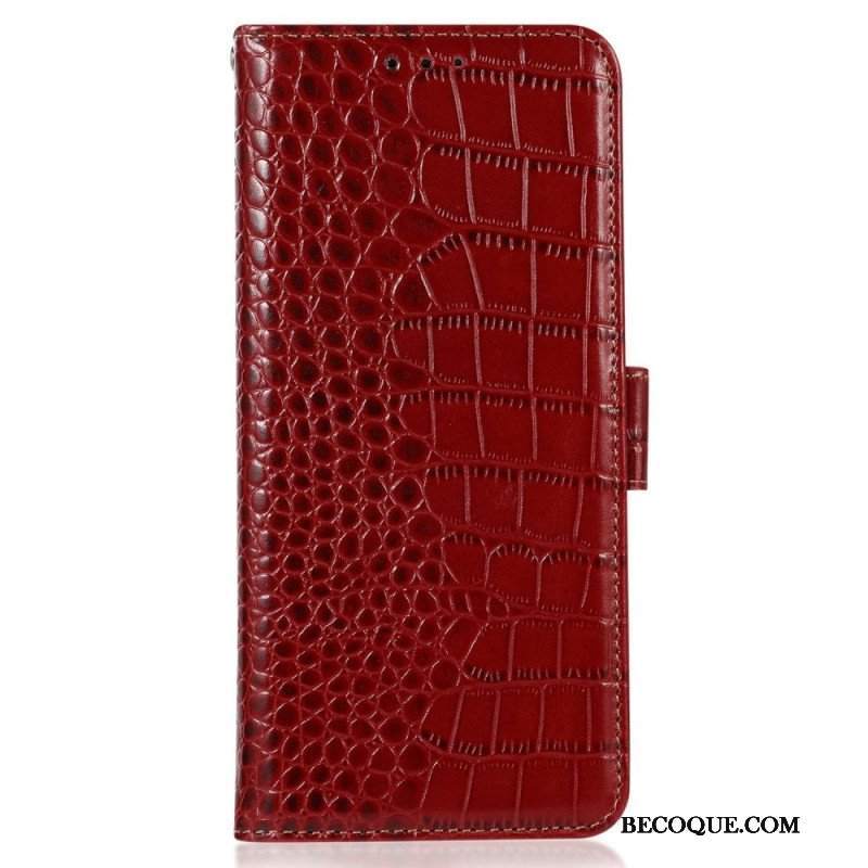 Etui Folio do Oppo Reno 8 Rfid W Stylu Krokodyla