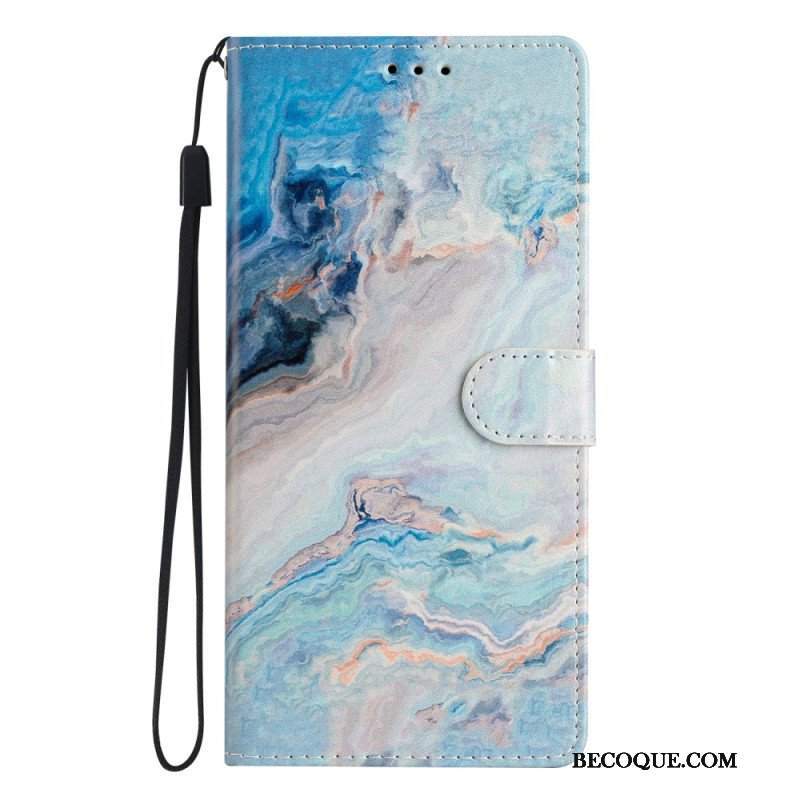 Etui Folio do Oppo Reno 8 z Łańcuch Pasek Marmuru