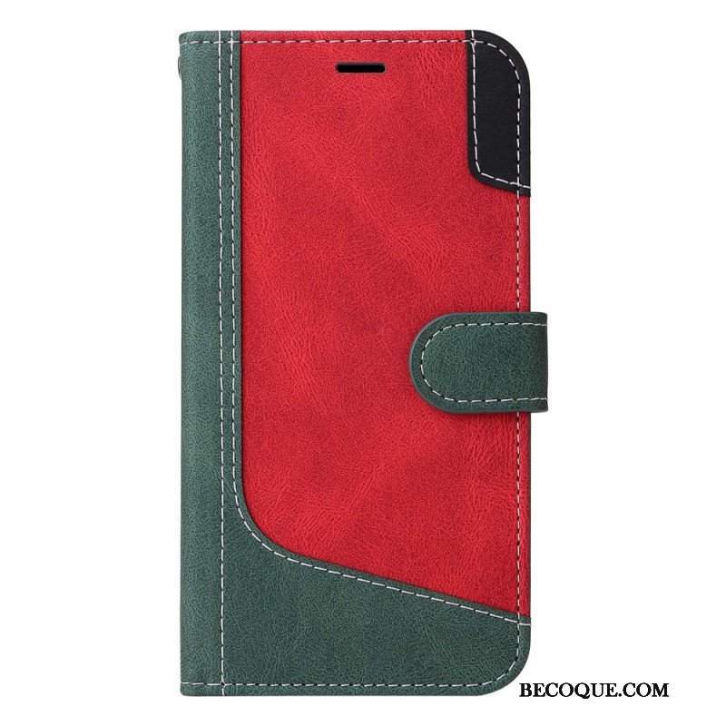 Etui Folio do Oppo Reno 8 z Łańcuch Trójkolorowy Pasek