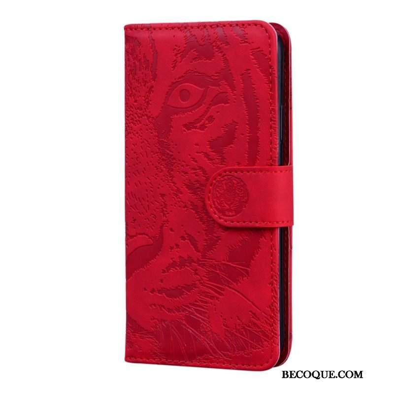 Etui Folio do Poco M4 Pro 5G Nadruk Twarzy Tygrysa